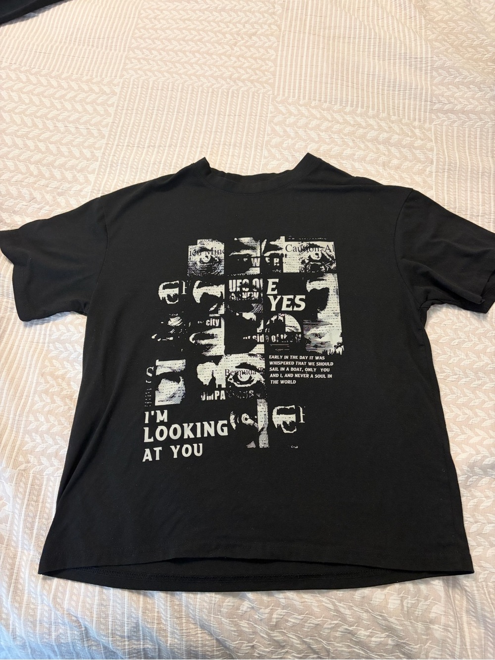 Black Graphic T-Shirt with White Print